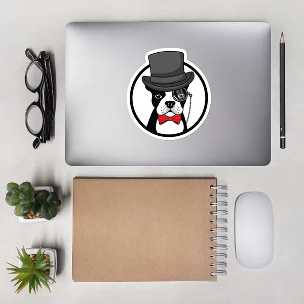 Black&white Boston Terrier Car Decal Sticker / Peeking
