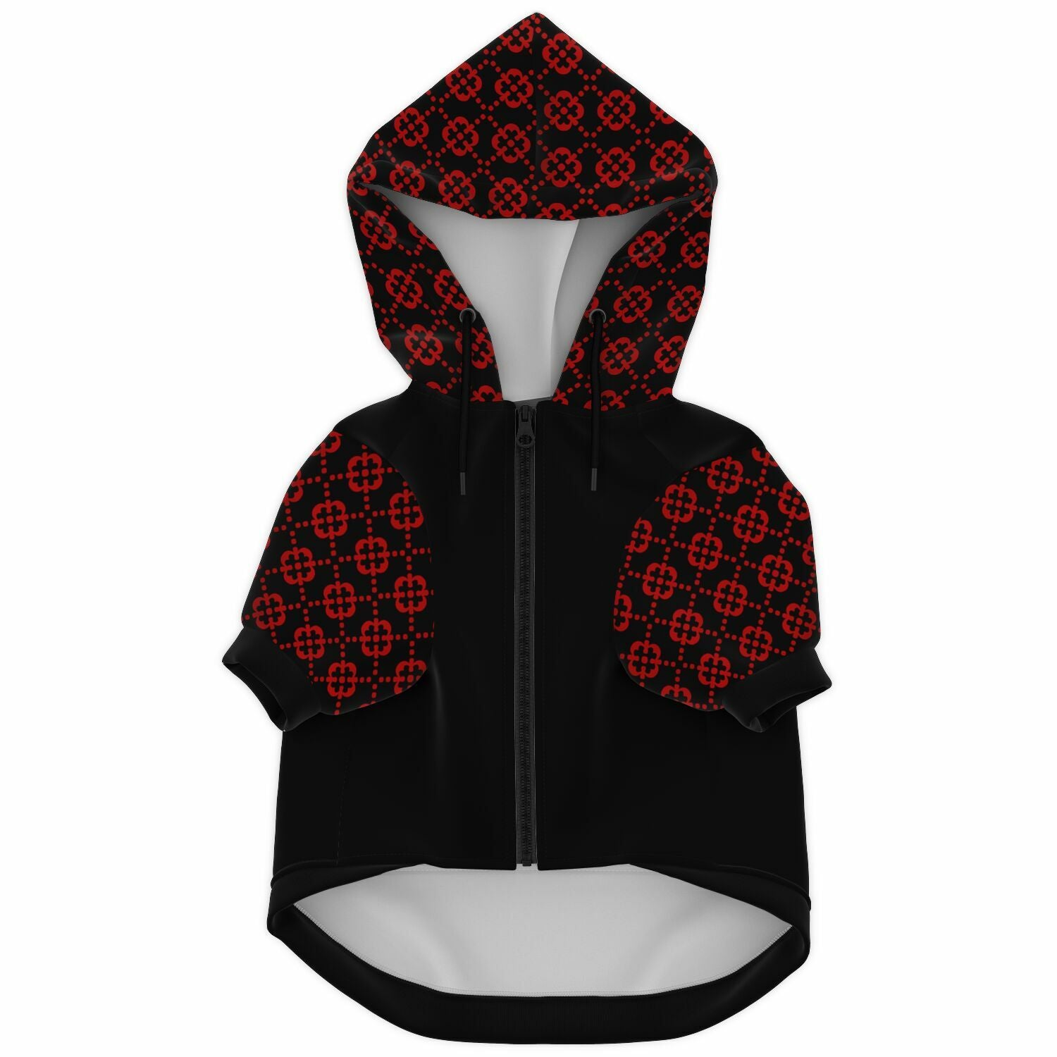 Fashion Dog Zip-Up Hoodie - Ornamental Red Floral