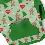 Gingerbread Man & Xmas Tree Dog Zip-Up Hoodie - Green