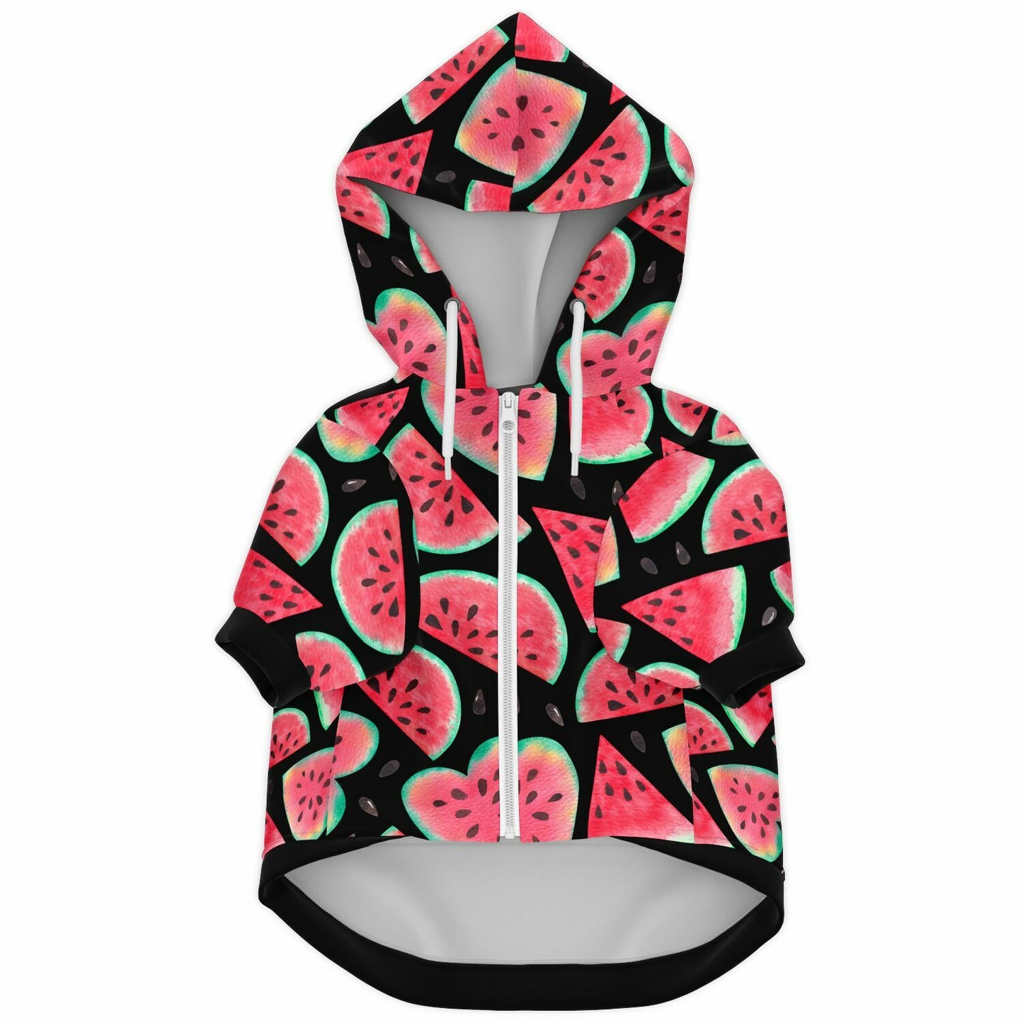 Watermelon Fruit Fashion Dog Zip-Up Hoodie - Black