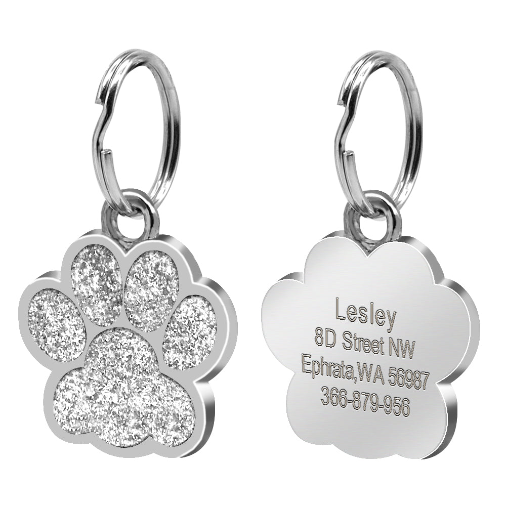 Paw Footprint Dog ID Tag