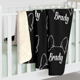 Personalized Boston Terrier Sherpa Fleece Blanket - Big Ears with Dog Name