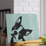 Boston Terrier Head Tilt Glass Cutting Board