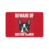 Dog Food Mat - Beware Of Boston Terrier Pet Feeding Mat (12x18)