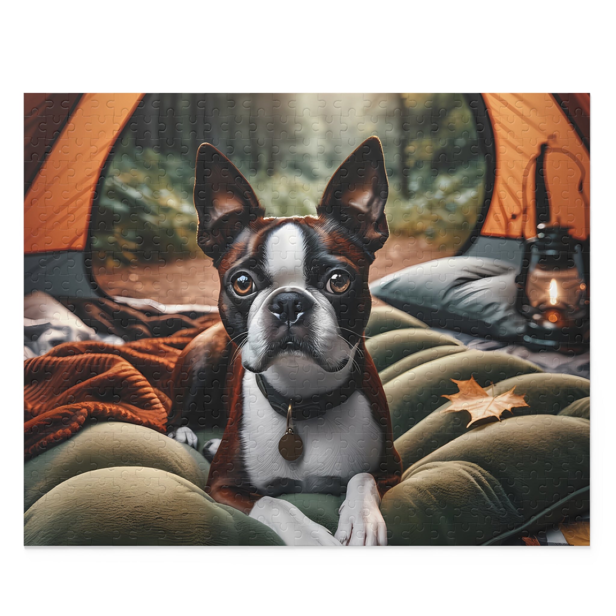Camping Boston Terrier Dog Puzzle (120, 252, 500-Piece)