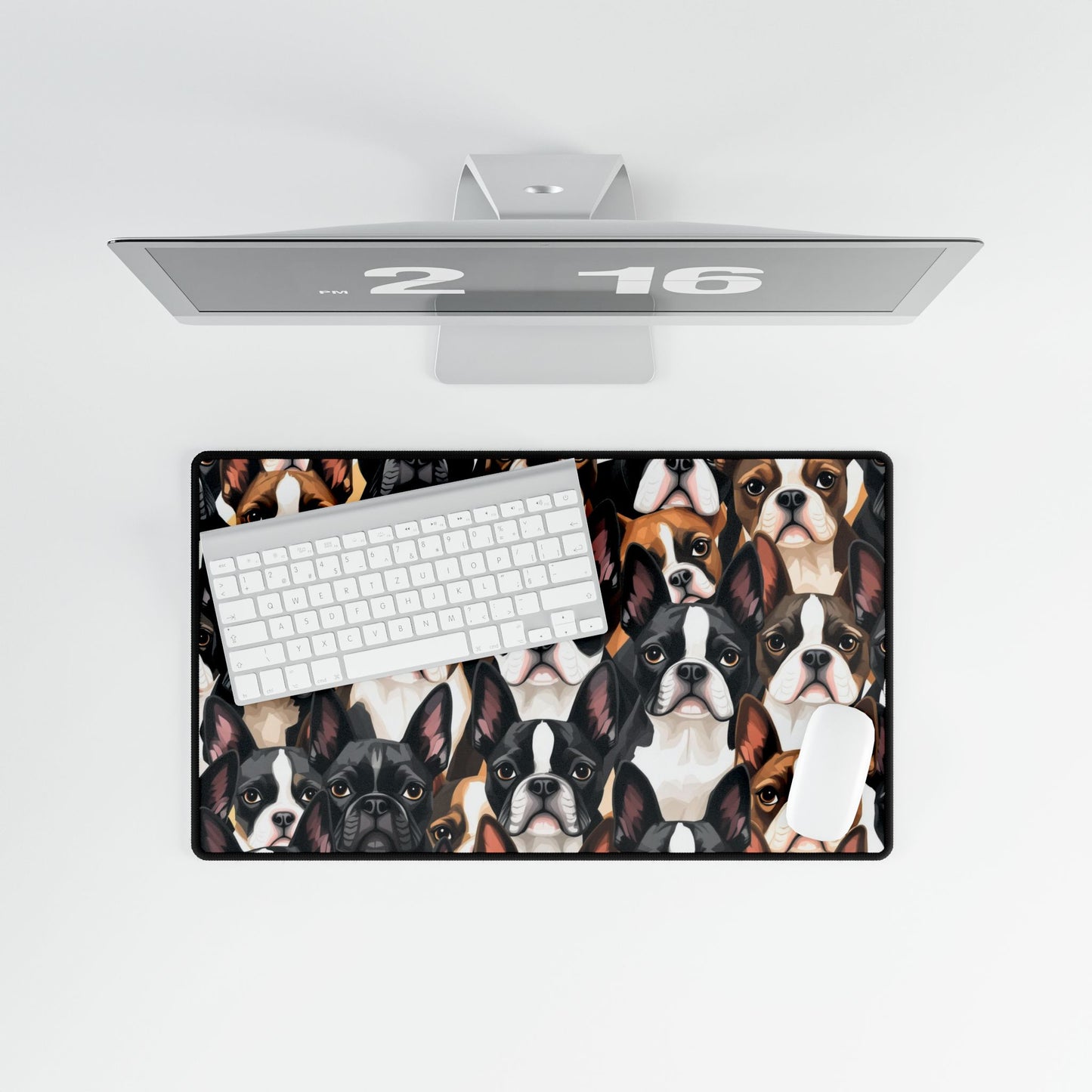 Boston Terrier Dogs Crowd Desk Mat - Stylish Office Accessory for Pet Lovers