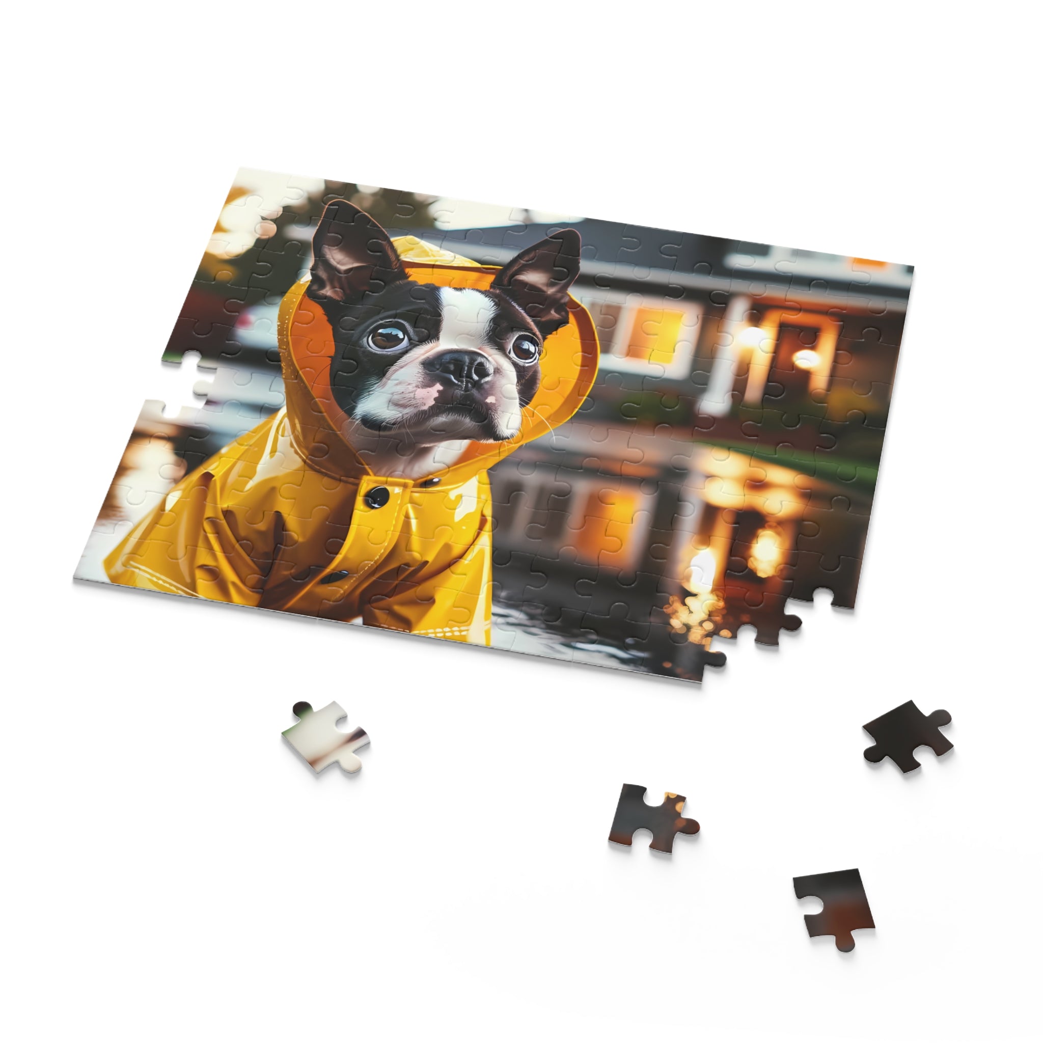 Rainy Day Boston Terrier Dog Puzzle (120, 252, 500-Piece)