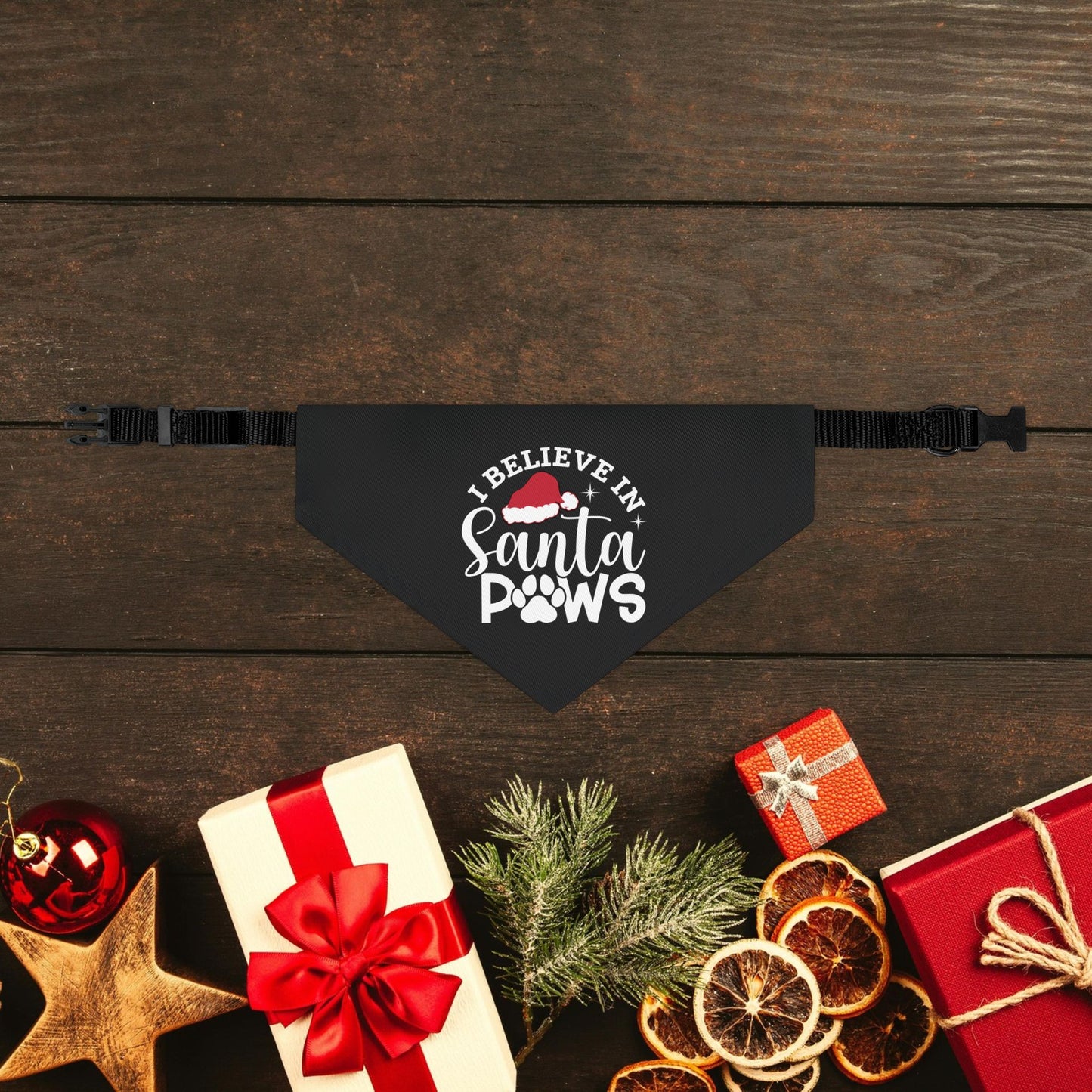 I Believe In Santa Paws Christmas Dog Bandana Collar