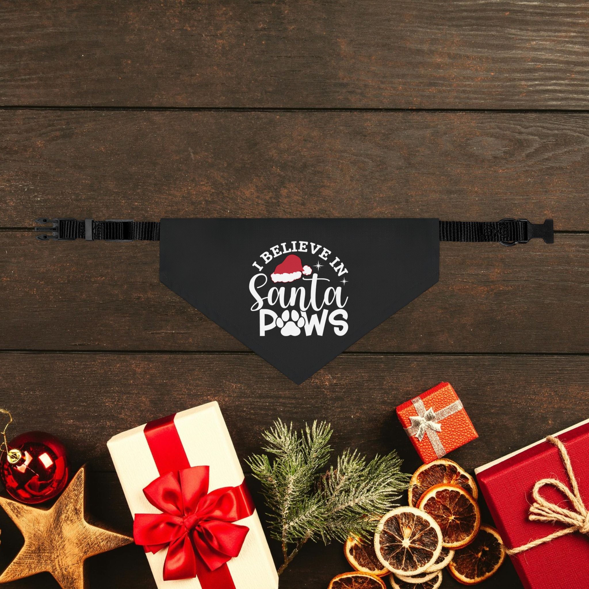 I Believe In Santa Paws Christmas Dog Bandana Collar