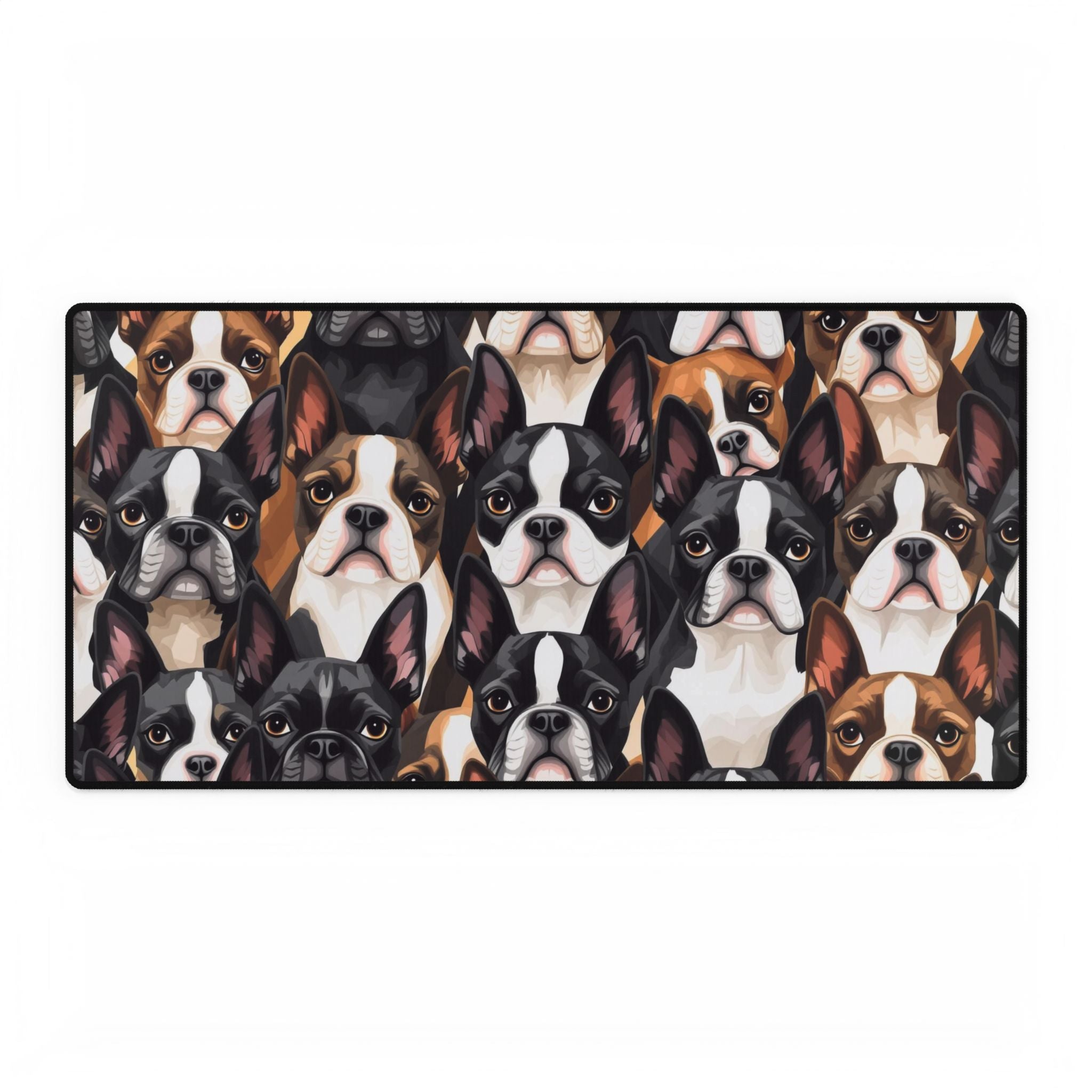 Boston Terrier Dogs Crowd Desk Mat - Stylish Office Accessory for Pet Lovers