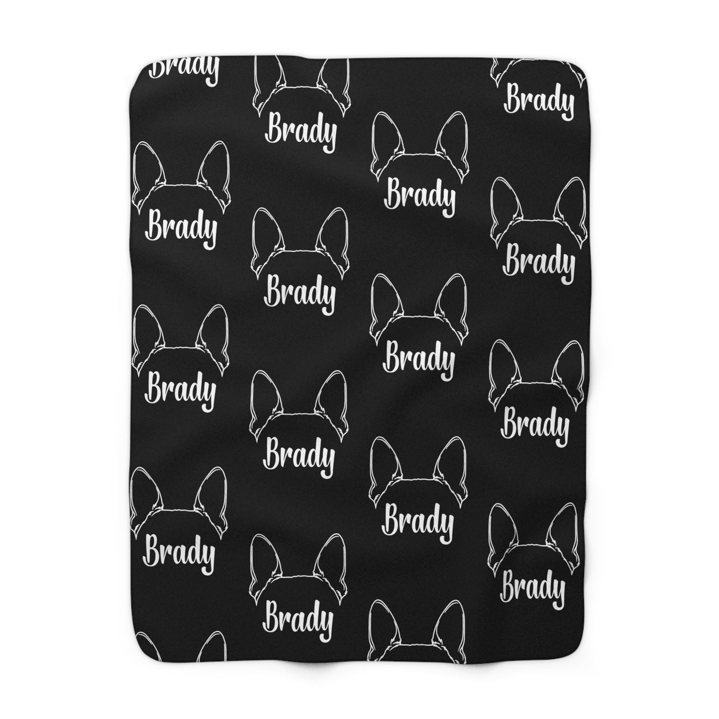 Personalized Boston Terrier Sherpa Fleece Blanket - Big Ears with Dog Name