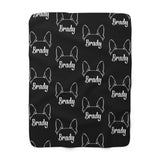 Personalized Boston Terrier Sherpa Fleece Blanket - Big Ears with Dog Name