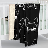 Personalized Boston Terrier Sherpa Fleece Blanket - Big Ears with Dog Name