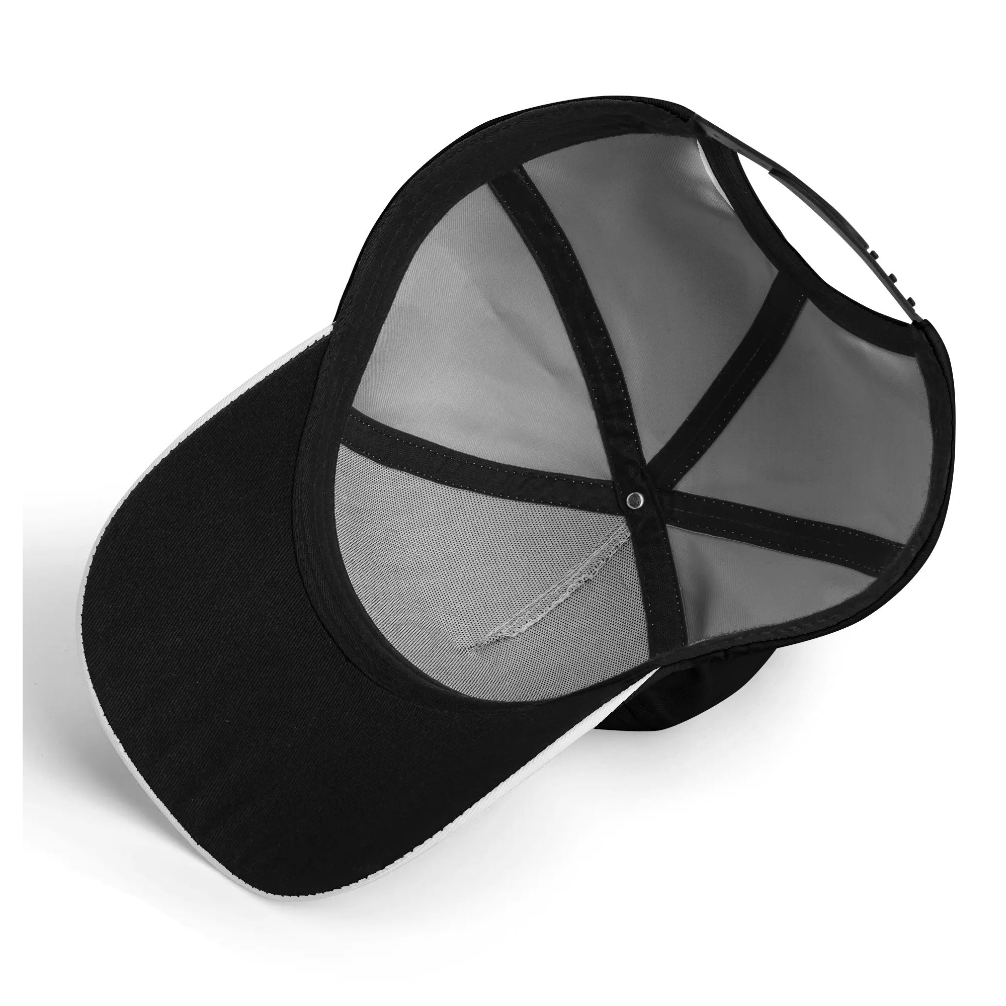 Boston Terrier Dog Sits - Black And White Baseball Cap