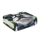 Tropical Elegance: Scholarly Boston Terrier Watercolor Beach Towel