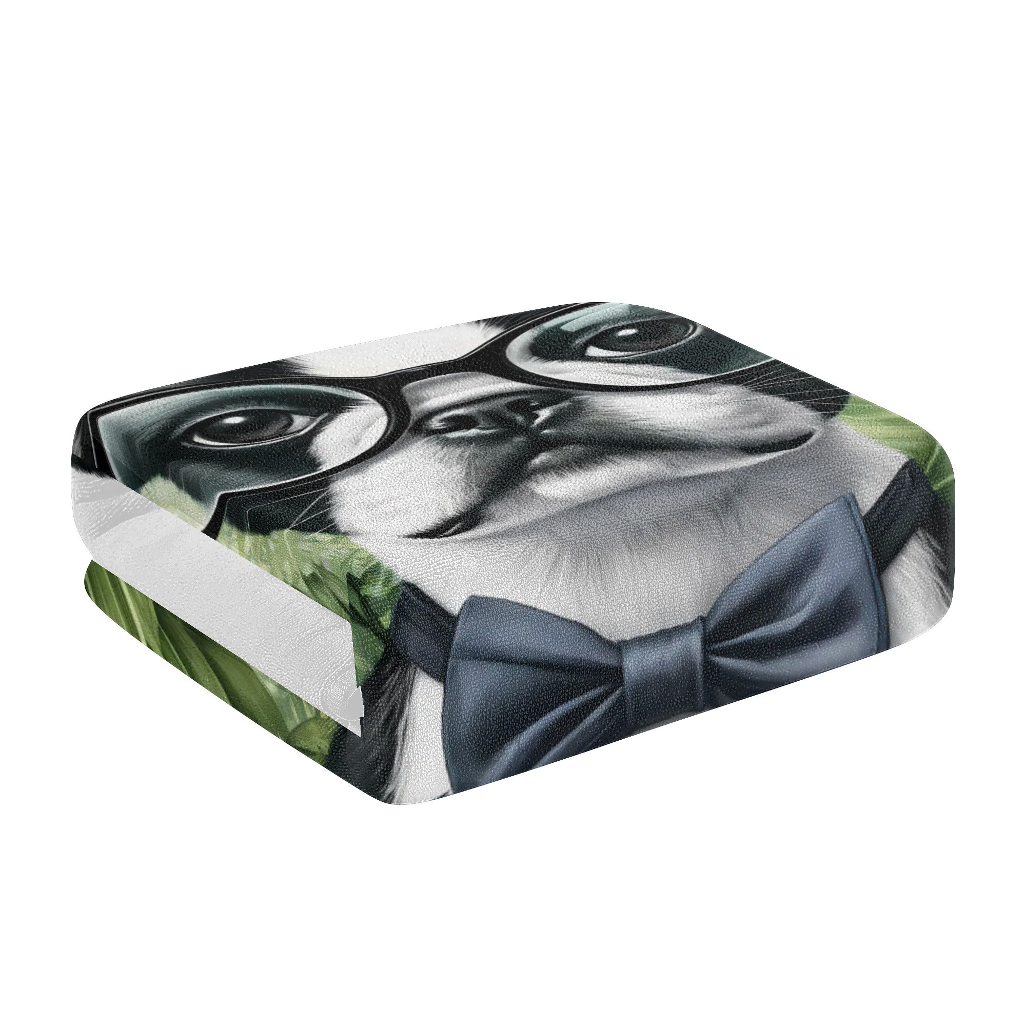 Tropical Elegance: Scholarly Boston Terrier Watercolor Beach Towel