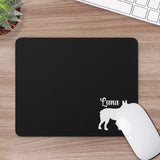 Custom Name with Boston Terrier Silhouette Square Rubber Mouse Mat Pad - Black