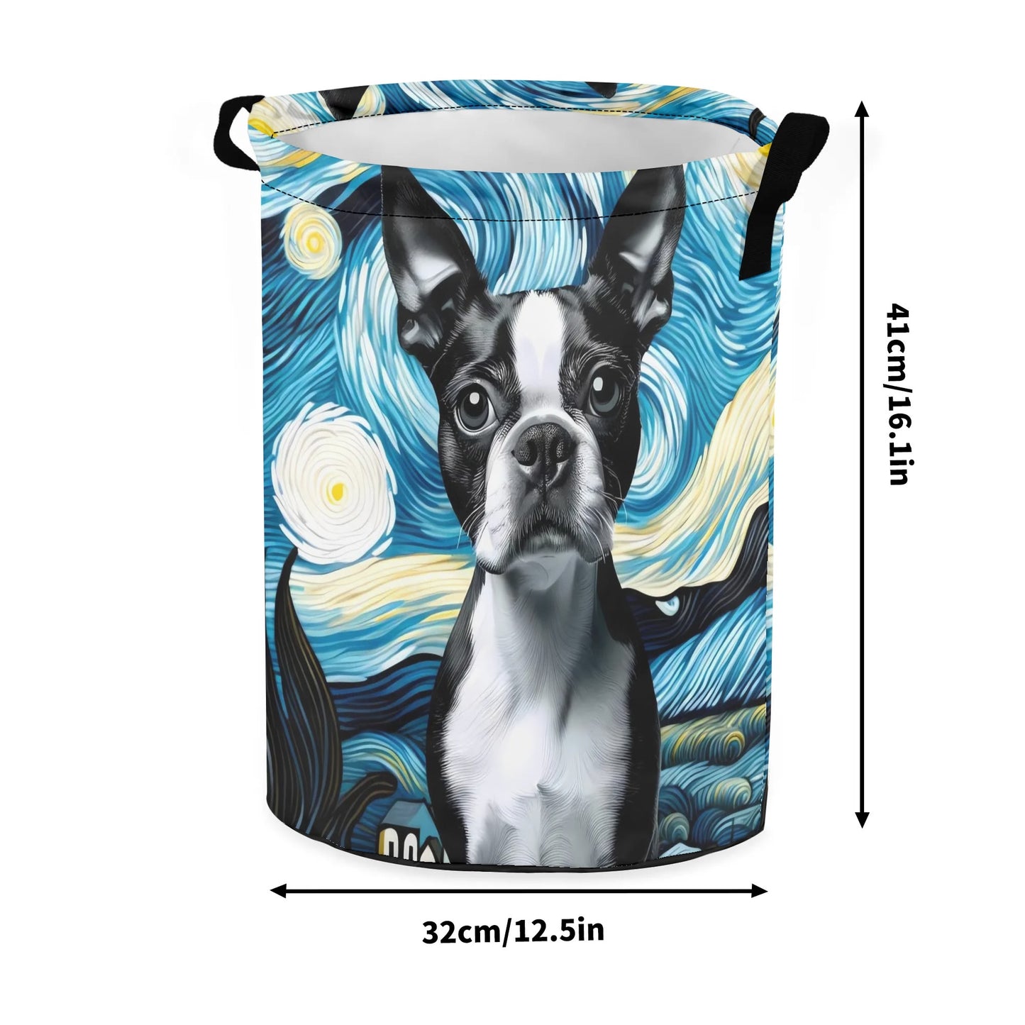 Starry Night - Boston Terrier Laundry Basket/ Storage Bag