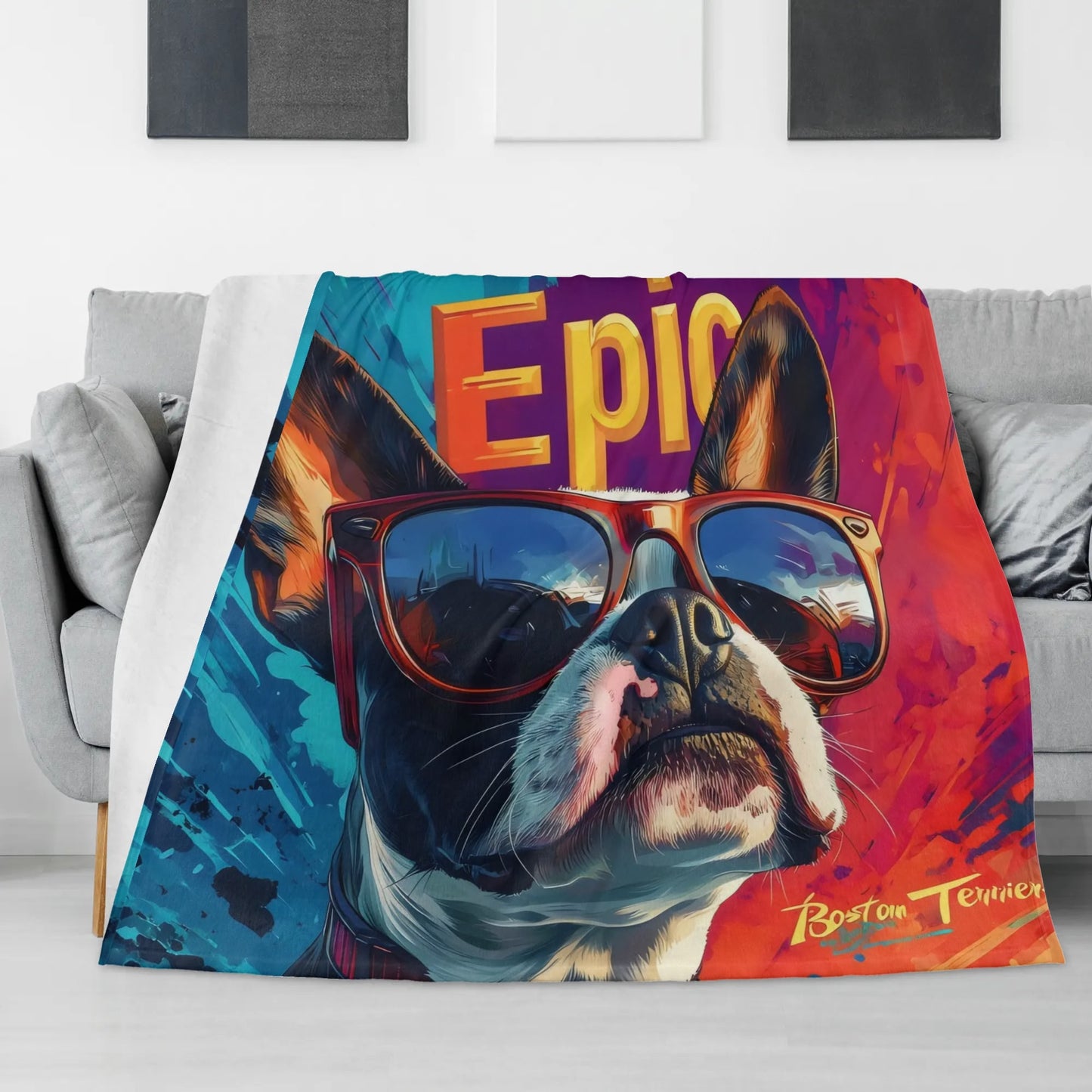 Epic Boston Terrier Dog Flannel Blanket
