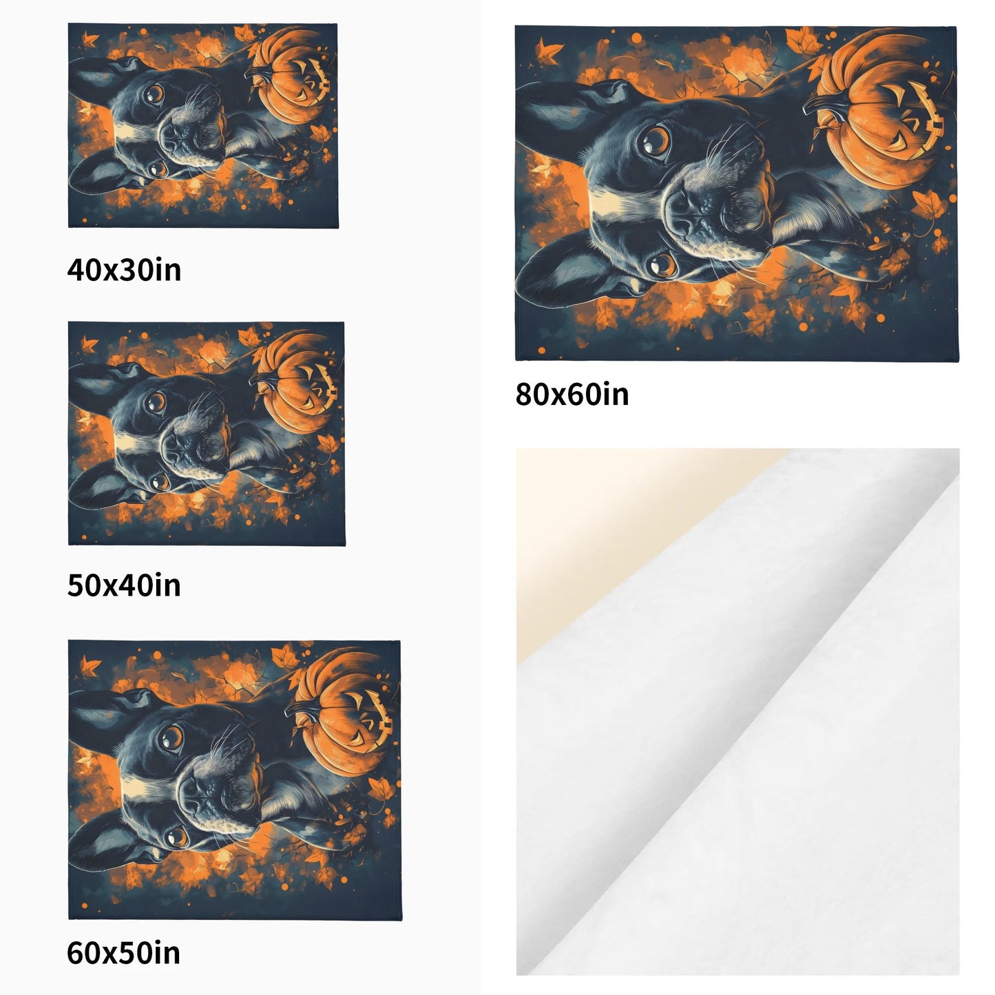 Halloween Pumpkin Boston Terrier Dog Flannel Blanket