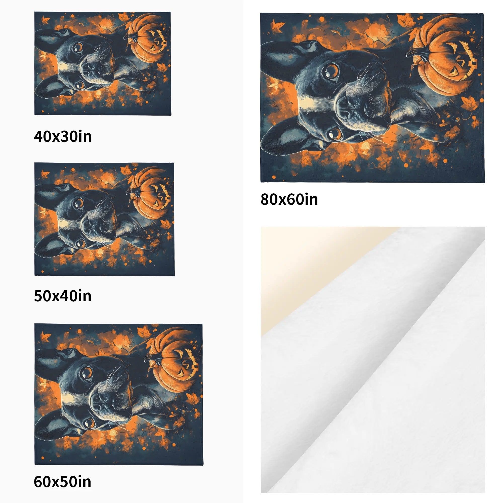 Halloween Pumpkin Boston Terrier Dog Flannel Blanket