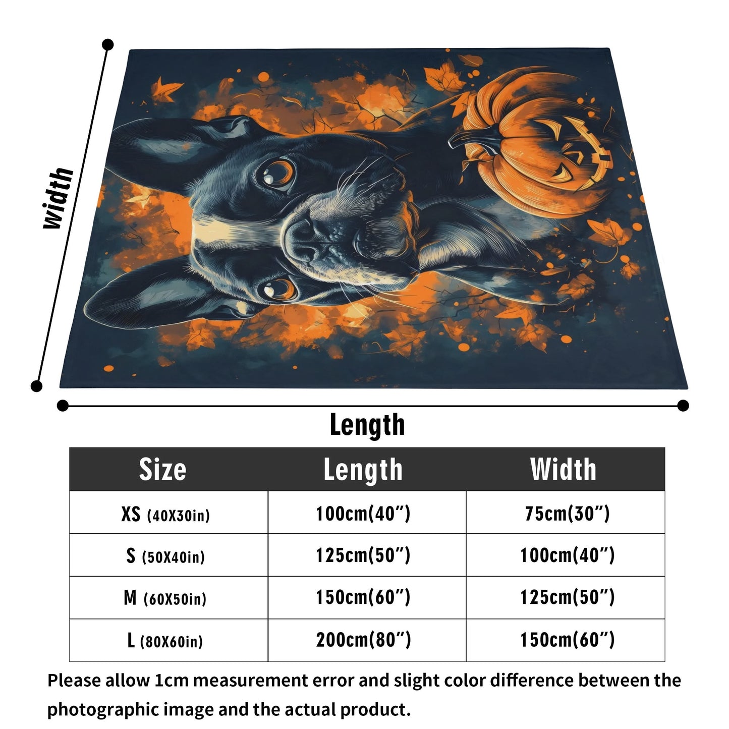 Halloween Pumpkin Boston Terrier Dog Flannel Blanket