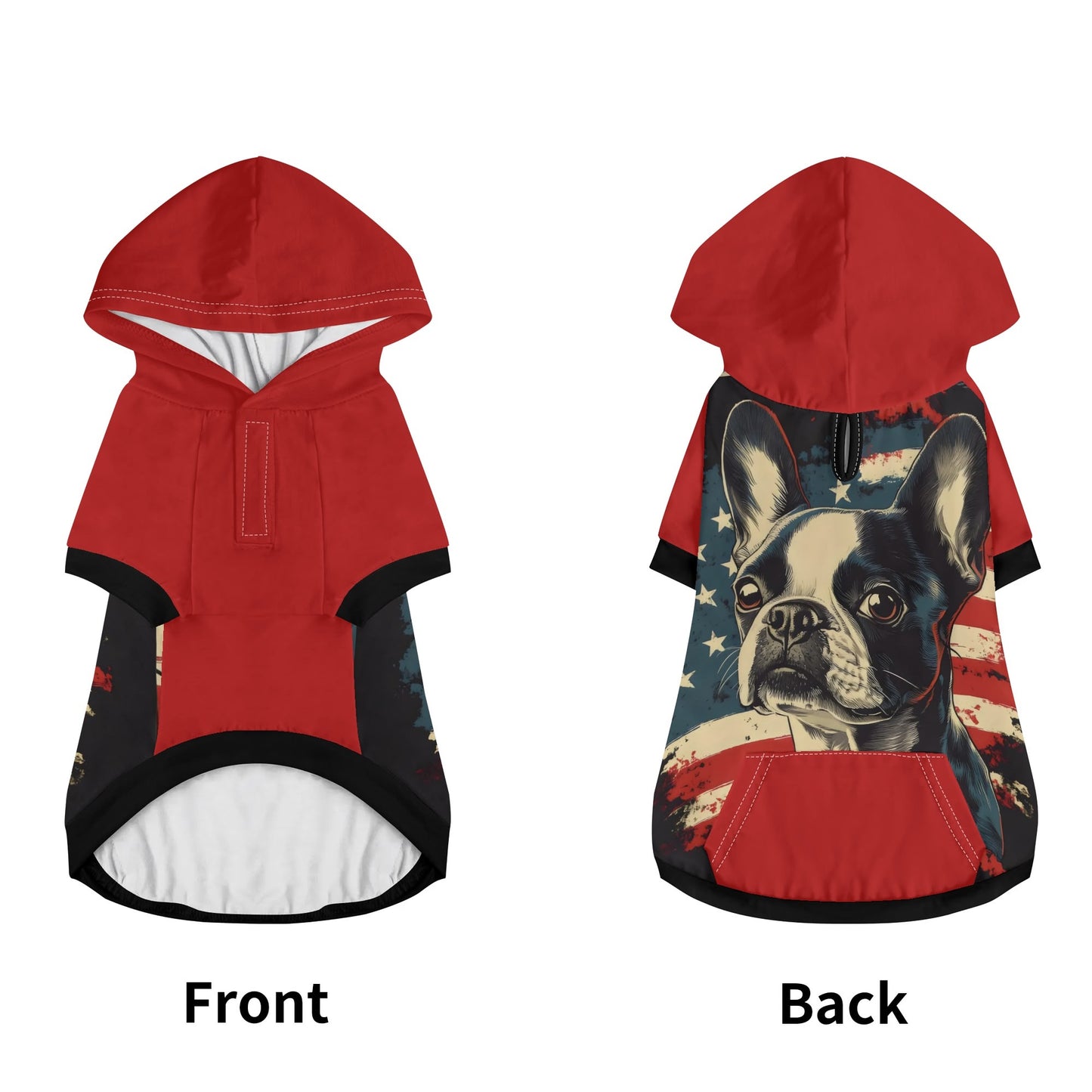 Patriotic Boston Terrier USA Flag Dog Pullover Hoodie