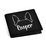 Personalized Mens Minimalist PU Leather Wallet - Big Ears With Boston Terrier Name