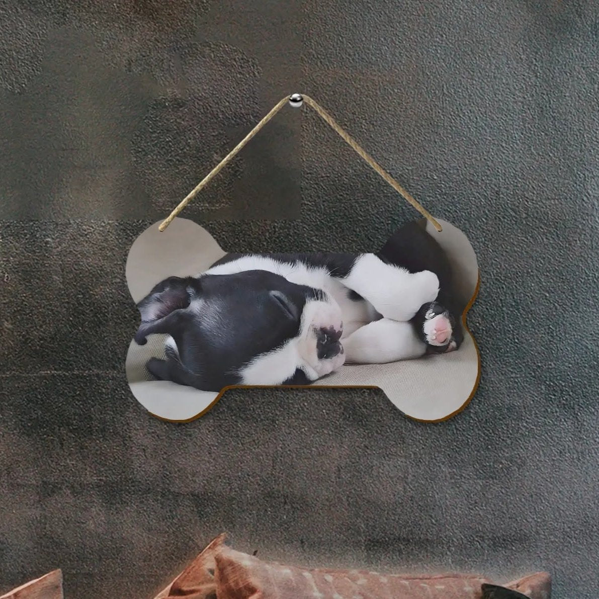 Personalized Wooden Dog Bone Shape Sign 8.4 X 5 Inches