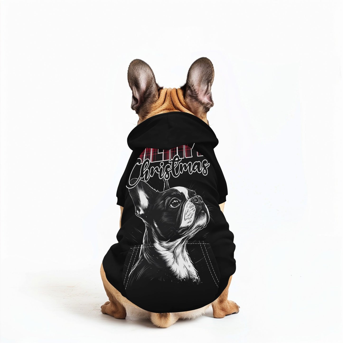 Merry Christmas Boston Terrier Dog Pullover Hoodie
