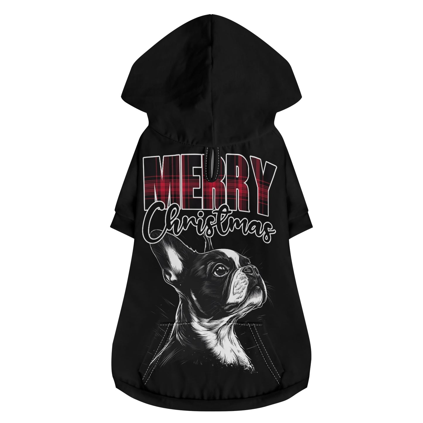 Merry Christmas Boston Terrier Dog Pullover Hoodie