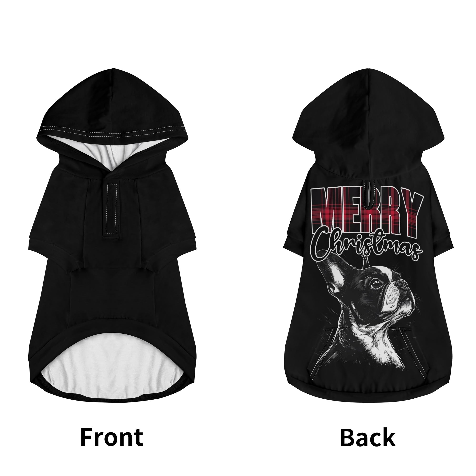 Merry Christmas Boston Terrier Dog Pullover Hoodie