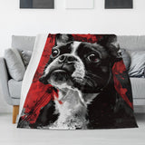 Grunge Boston Terrier Flannel Blanket - 4 Cozy Sizes for Ultimate Comfort and Style
