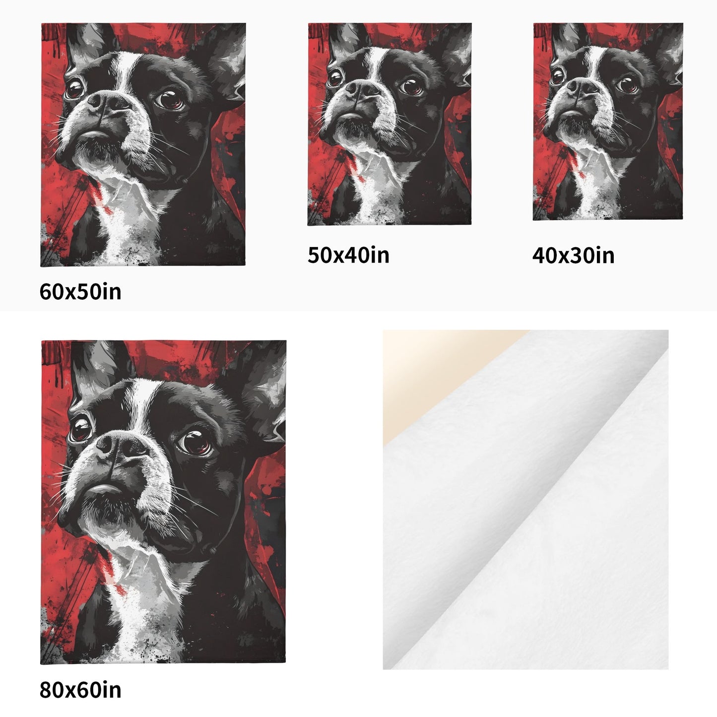 Grunge Boston Terrier Flannel Blanket - 4 Cozy Sizes for Ultimate Comfort and Style
