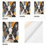 Cozy Flannel Blanket with Modern Boston Terrier Art - Available in 4 Sizes