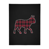 Black and Red Plaid Boston Terrier Silhouette Flannel Blanket - 4 Sizes