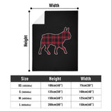 Black and Red Plaid Boston Terrier Silhouette Flannel Blanket - 4 Sizes