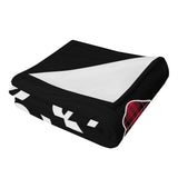 Personalized Boston Terrier Flannel Blanket - 4 Sizes - Red Plaid Dog Silhouette with Name