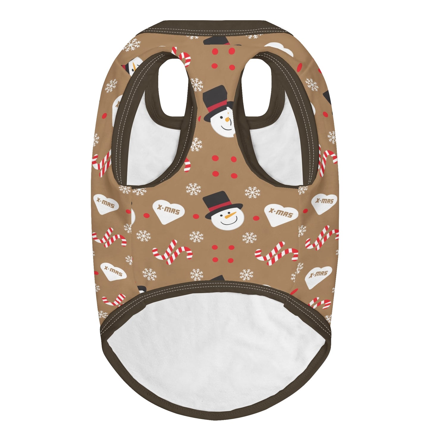 Festive Snowman & Candy Cane Dog Shirt - Brown