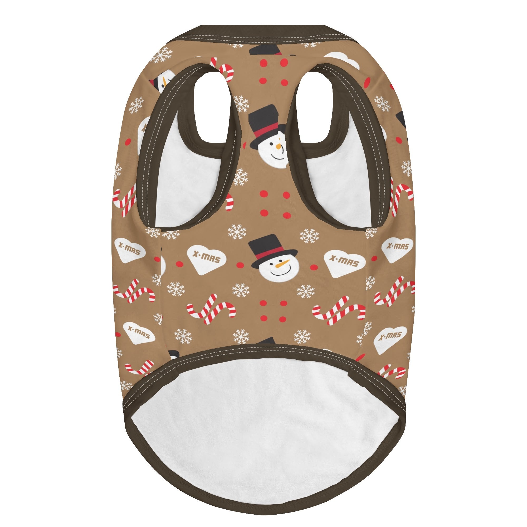 Festive Snowman & Candy Cane Dog Shirt - Brown
