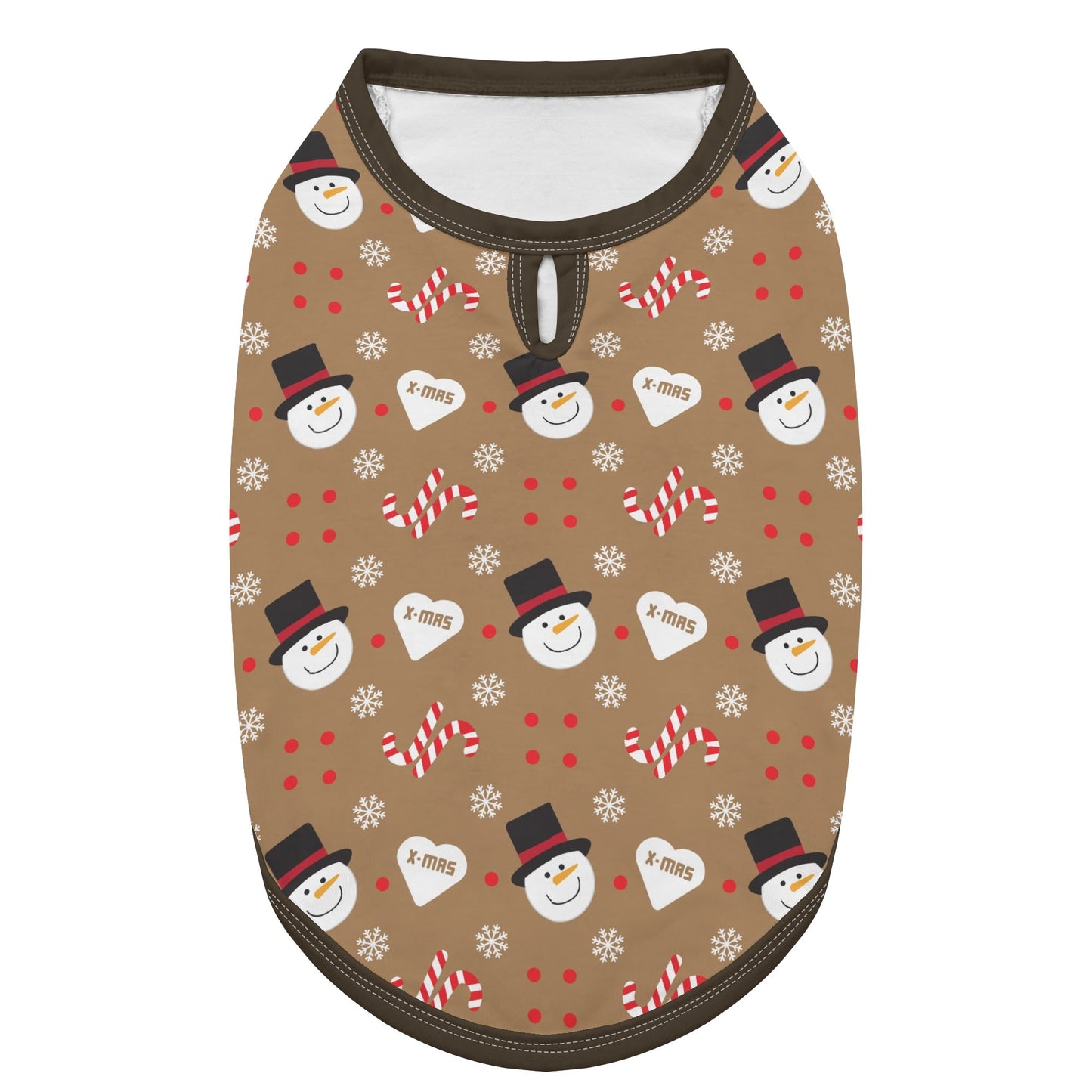 Festive Snowman & Candy Cane Dog Shirt - Brown