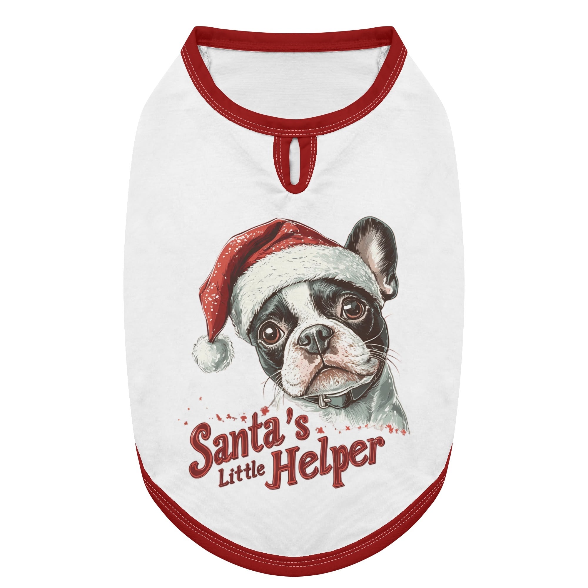 Santa's Little Helper Dog Shirt - White and Red
