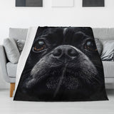 Boston Terrier Dog Face Closeup Flannel Blanket - 4 Sizes