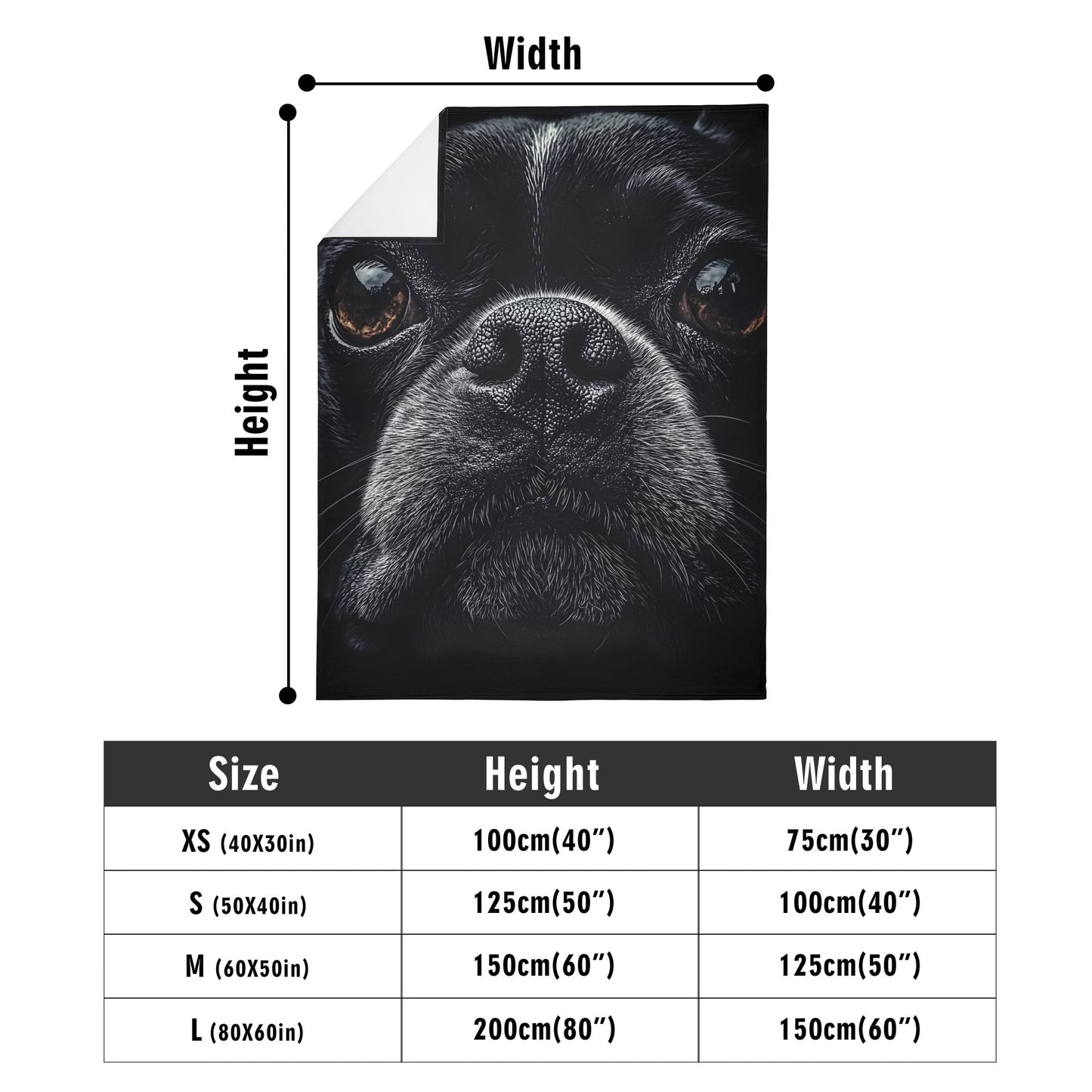 Boston Terrier Dog Face Closeup Flannel Blanket - 4 Sizes
