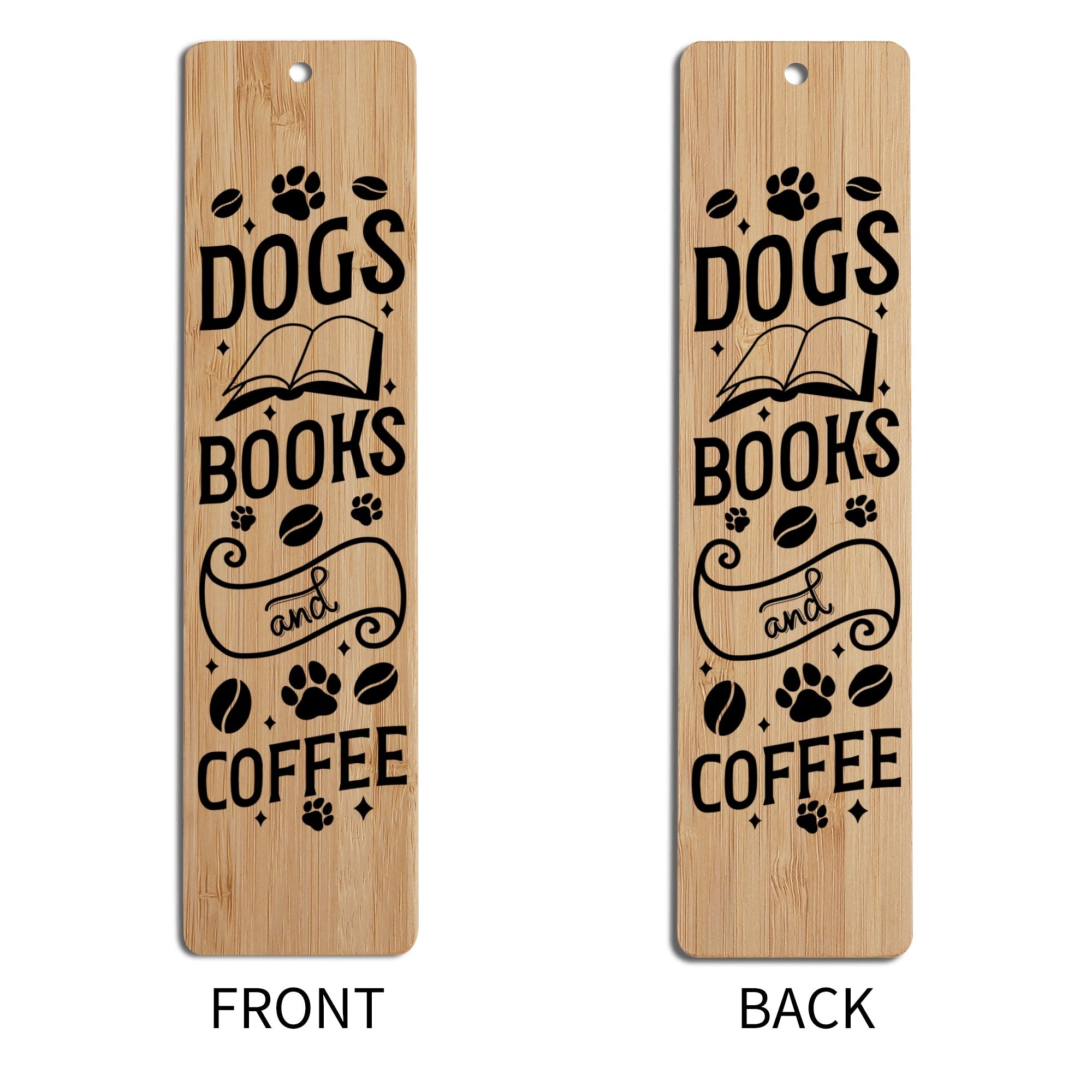 Dogs Books And Coffee Wood Bookmarks