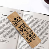 Dogs Books And Coffee Wood Bookmarks