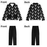 Bostie Faces Unisex Long Sleeve Adult Nightwear Pajama Set