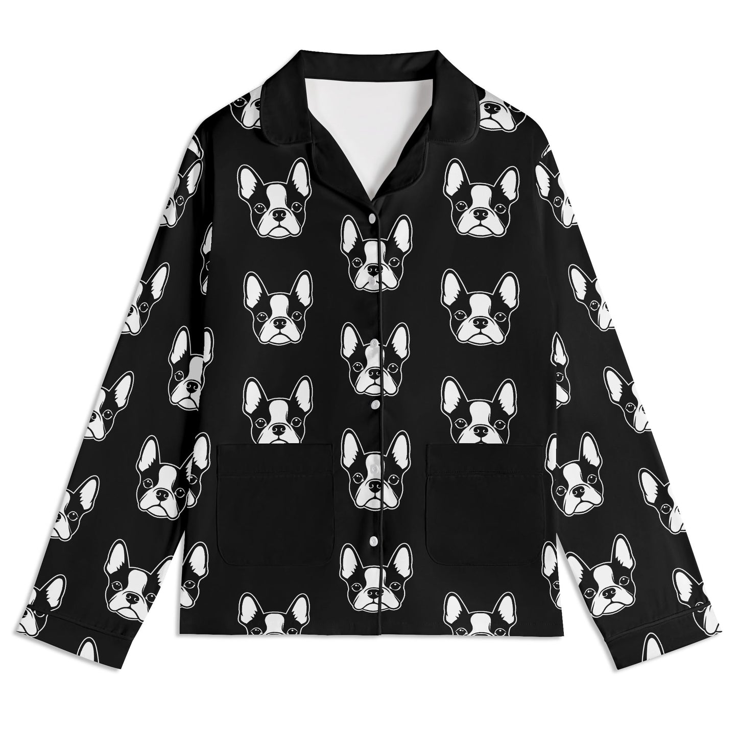 Bostie Faces Unisex Long Sleeve Adult Nightwear Pajama Set