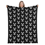 Bostie Faces Flannel Blanket - Black