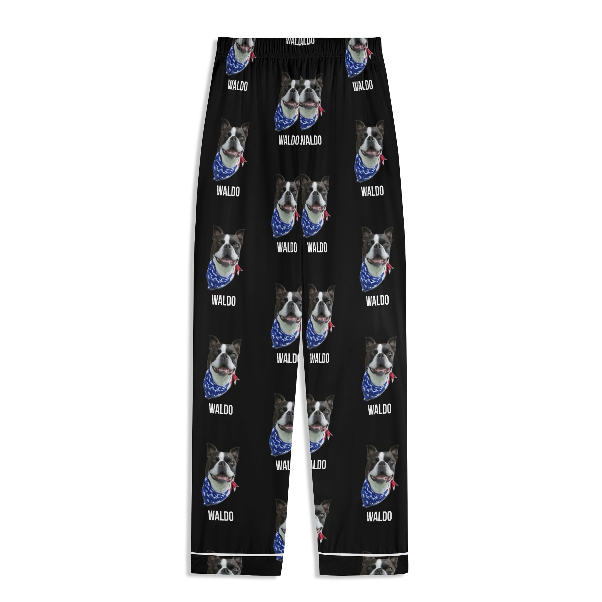 Custom Dog Portrait Unisex Long Sleeve Adult Nightwear Pajama Set Using Dog Photo and Name